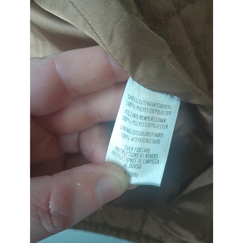 Women's Brown Quilted Barn Jacket Corduroy Collar Petite Button Front Western - Picture 5 of 6